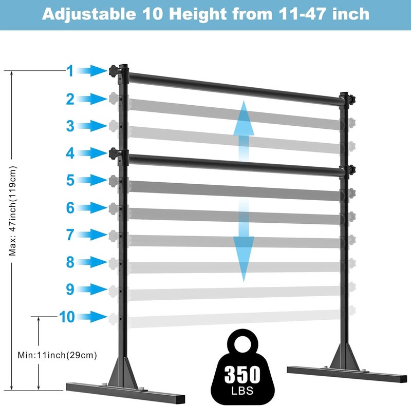 BeneLabel بار الباليه القابل للتعديل بارتفاع 4FT/5FT/6FT مع غلاف قماشي، بار باليه مزدوج محمول بسعة 350 رطل، بار رقص ثقيل للتمارين المنزلية، التمدد - Image 2